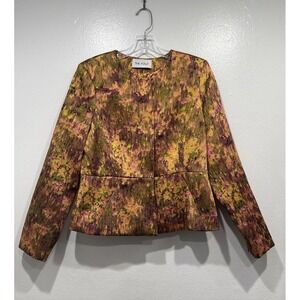 THE FOLD Venetia Jacquard Jacket Blazer Size 6 Colorful Print Silk Blend Chic